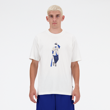 Тениска New Balance Men's NB Athletics Baseball Style Relaxed Tee Sea Salt Бяло | MT41577-SST, 3