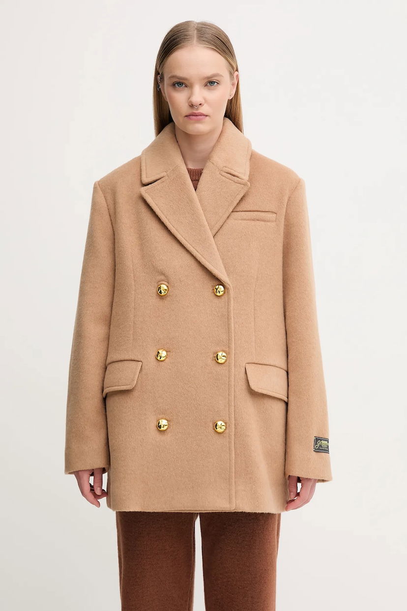 Палта GANNI GANNI Double Faced Wool Double Breasted Blazer Бежово | W0876