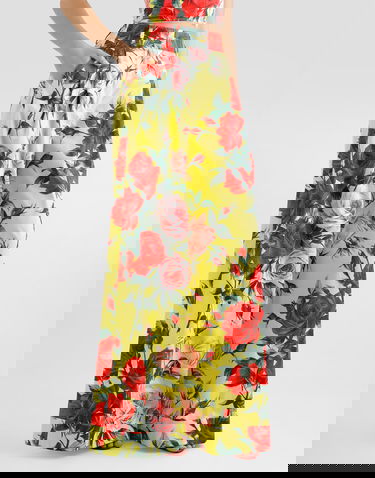 Панталони Dolce & Gabbana Dolce & Gabbana Bouquet Print Cotton Palazzo Pants Жълто | FTC9ZTHS5TFHG5JD, 3