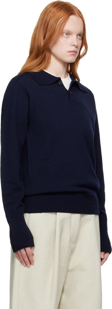 Пуловер Studio Nicholson Studio Nicholson Sark Polo Sweater Тъмно синьо | SARK SN - 1503, 1
