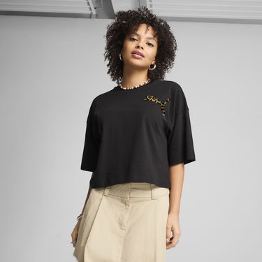 Съкратен топ Puma Leo Luxe Oversized Cropped T-Shirt Черно | 632337_01, 0