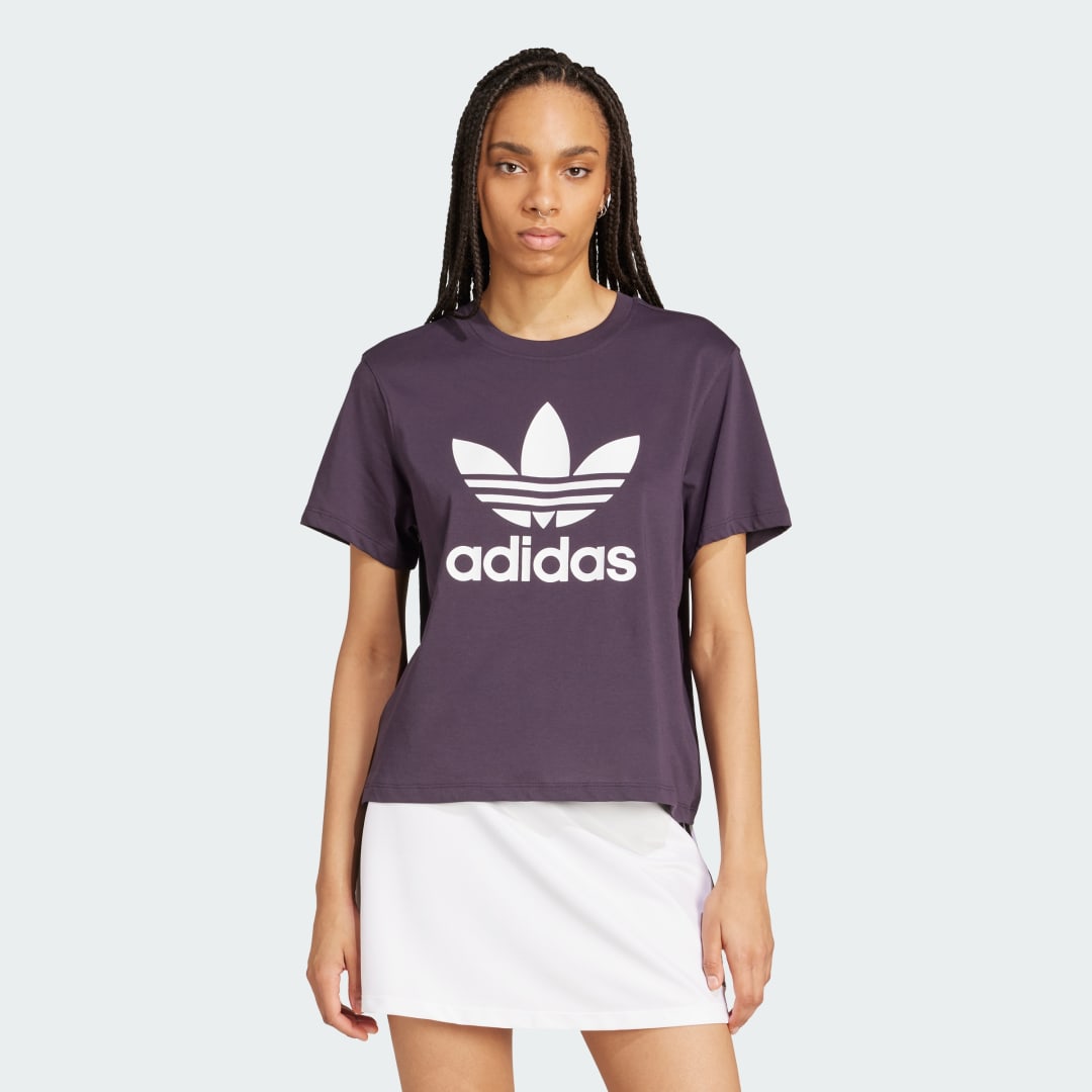 Тениска adidas Performance Adicolor Trefoil Boxy T-Shirt Лилаво | IY4688, 0