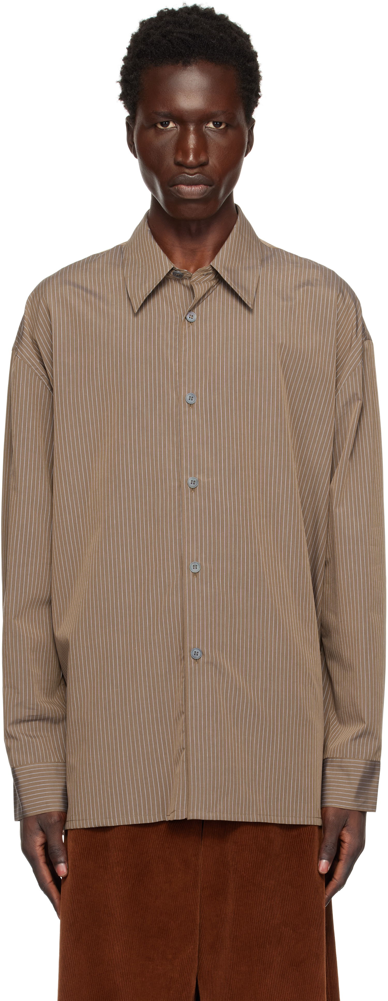 Риза Studio Nicholson Studio Nicholson Pinstripe Shirt Кафяво | STRIKE SNM - 1164, 0