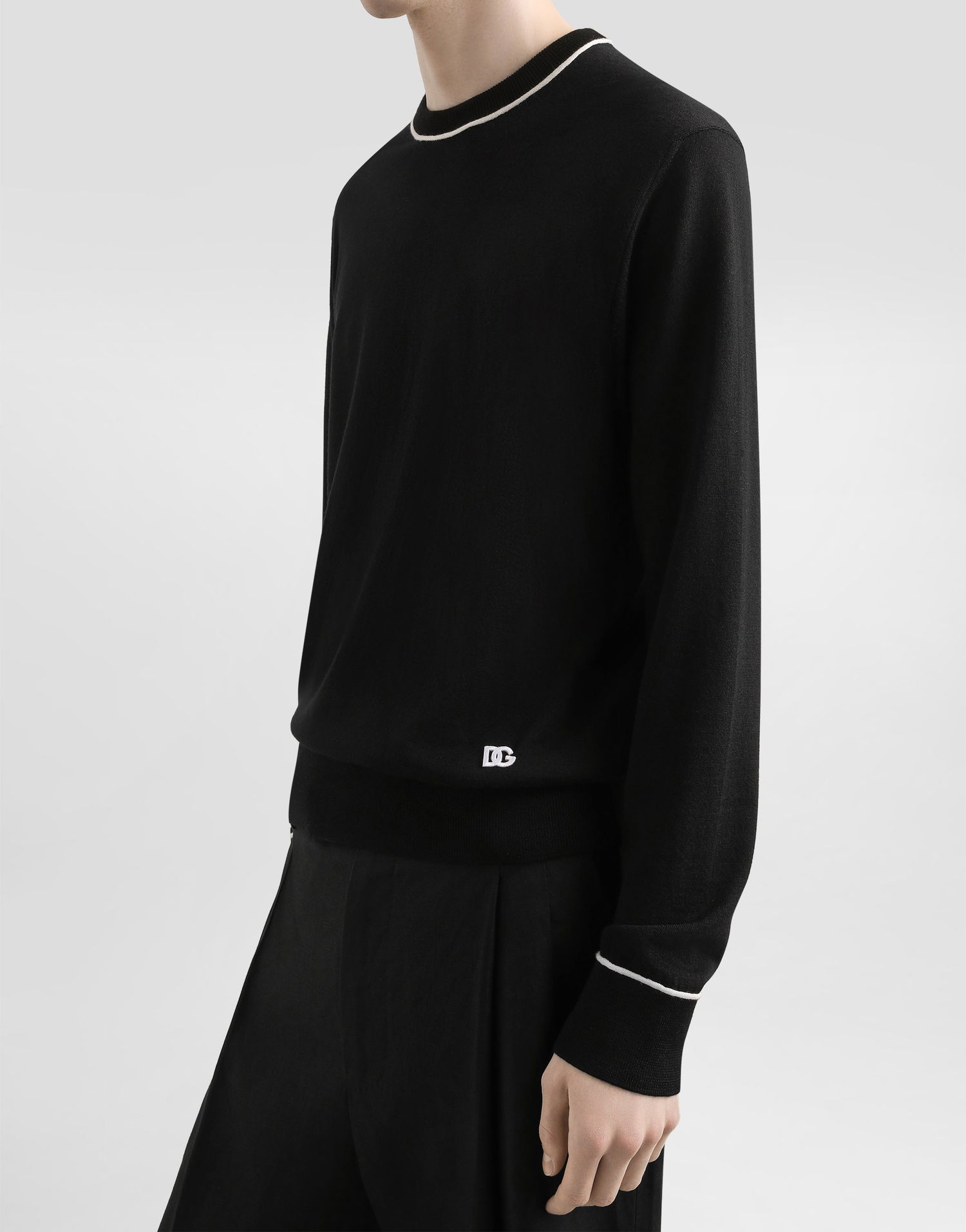Пуловер Dolce & Gabbana Dolce & Gabbana Wool Pullover with Contrasting Trim Черно | GXX02ZJDVBSN0000, 1