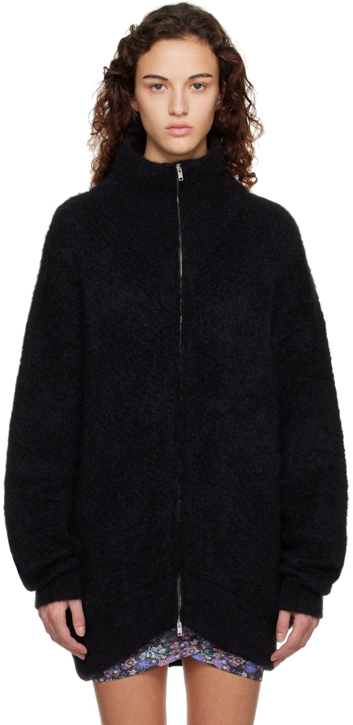 Пуловер ISABEL MARANT Fuzzy Mock Neck Zip Cardigan Черно | 22HMA1355-22H038I