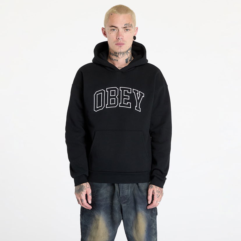 Суитчър OBEY Collegiate Extra Heavy Hoodie II Black Черно | 112470227-BLK