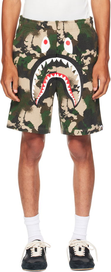 Къси панталони BAPE Map Camo Regular Fit Shark Sweat Shorts Зелено | 001SPL301001M, 0