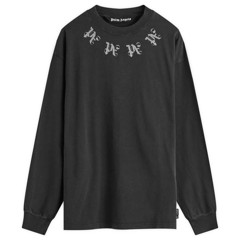 Тениска Palm Angels Statement Monogram Long Sleeve Tee Черно | PMAB002F24JER0011009