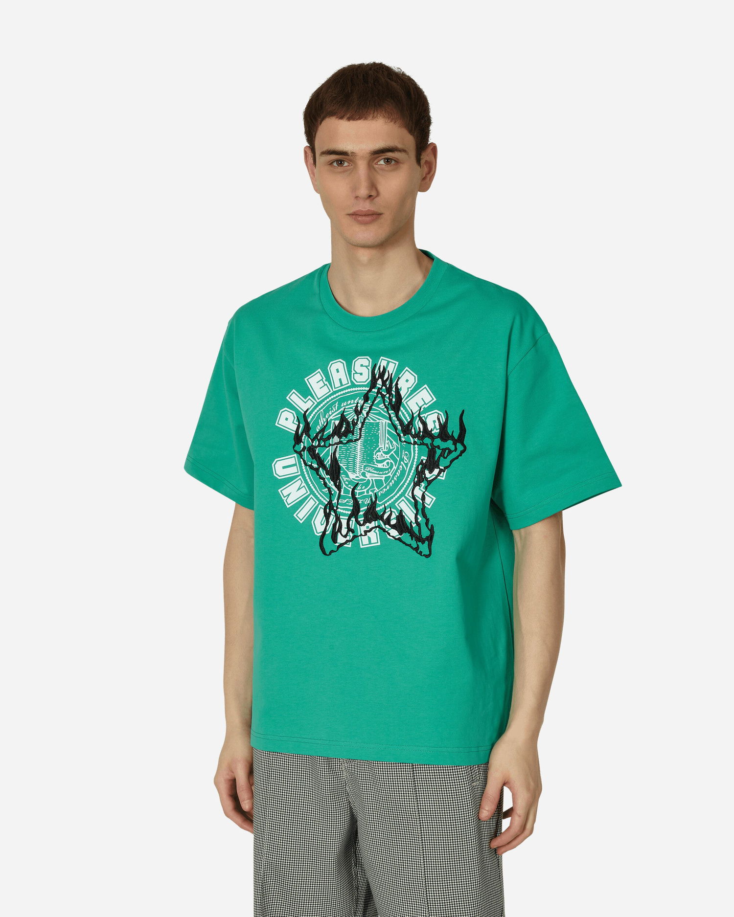 Тениска Pleasures University Heavyweight T-Shirt Зелено | P23SP029 GREEN, 0