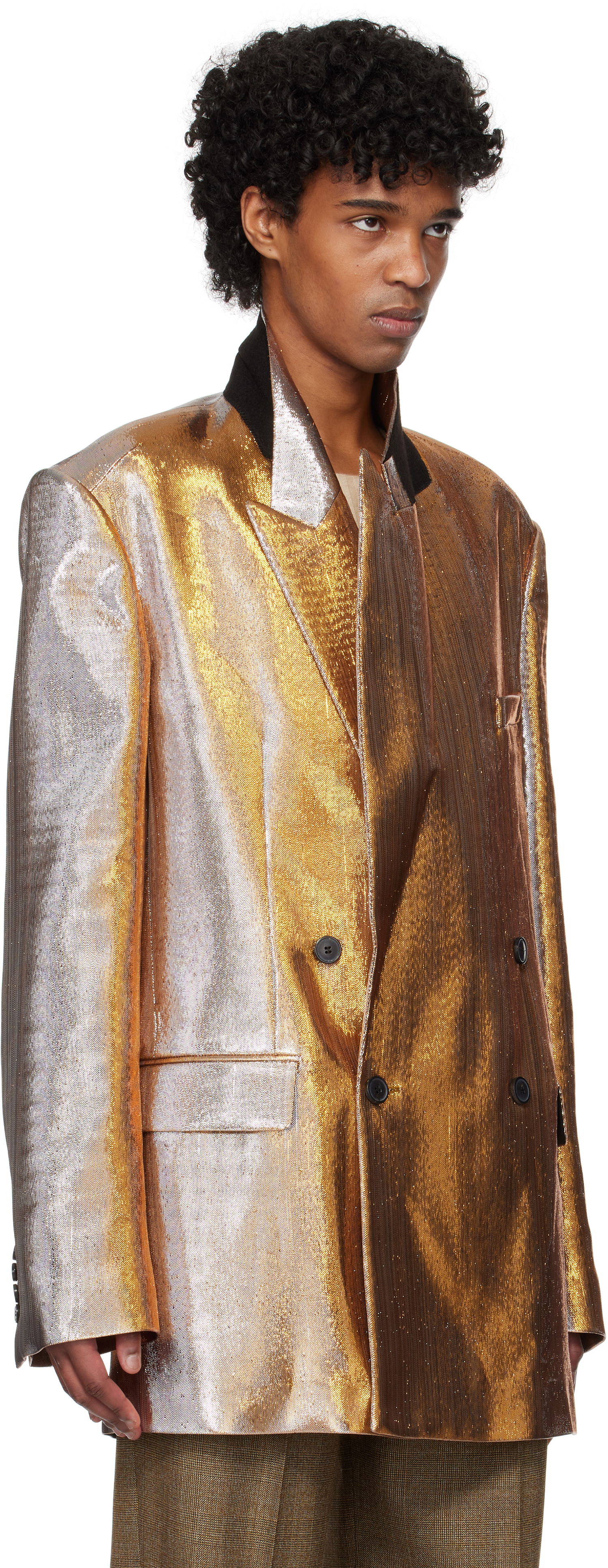 Яке Dries Van Noten Dries Van Noten Metallic Double-Breasted Blazer Металик | 251-020409-1091, 1