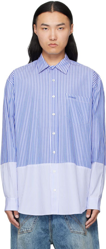 Риза VETEMENTS VETEMENTS Splitted Striped Shirt Синьо | UH76SH630SL, 0