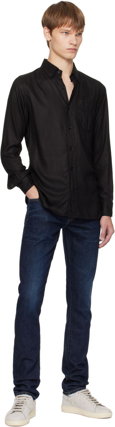 Риза Tom Ford TOM FORD Gabardine Slim Fit Shirt Черно | HSO001-FMT058, 3