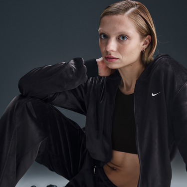 Суитчър Nike Sportswear Chill Knit Velvet Full-Zip Hoodie Черно | HJ0954-010, 4