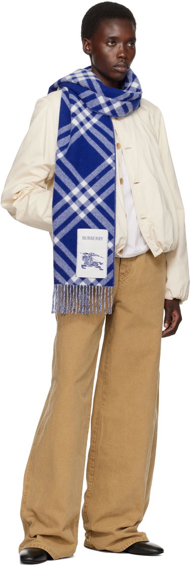 Шал Burberry Check Cashmere Scarf Синьо | 8099710, 2