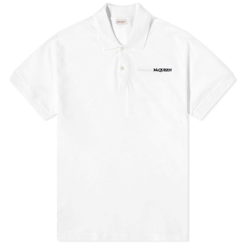 Поло тениска Alexander McQueen Embroidered Logo Polo Shirt Бяло | 781998-QXAAK-9000