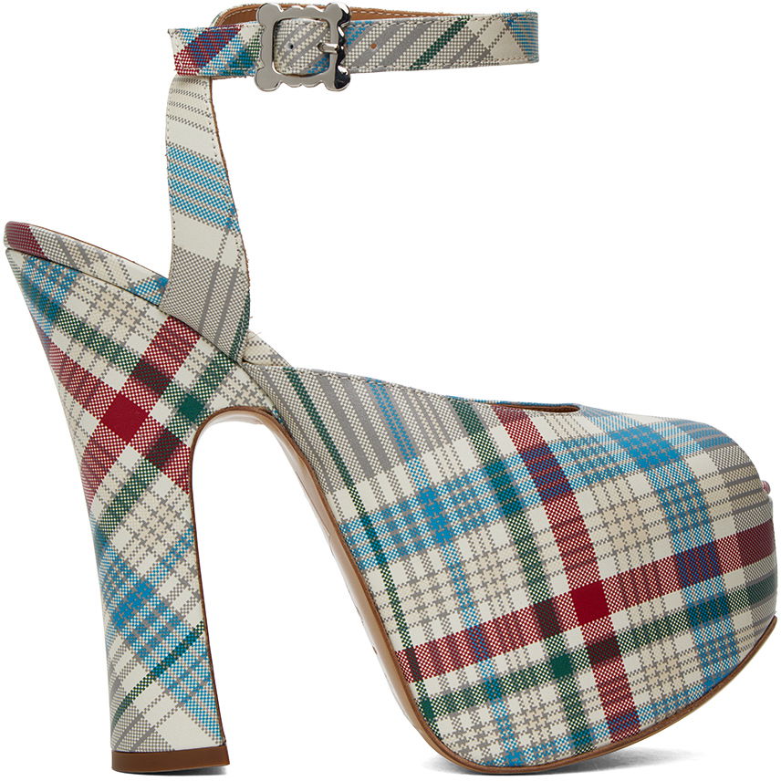 Кецове и обувки Vivienne Westwood Plaid Print Elevated Heels Синьо | 74050005W-L004S-, 0