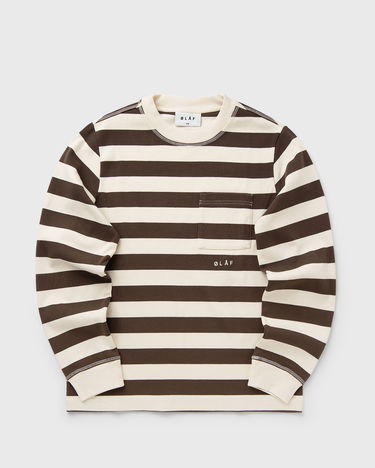Тениска ØLÅF Long Sleeve Striped Rib Crewneck Top with Pocket Бежово | M220204-HOTFUDGE-OFF-WHITE, 1