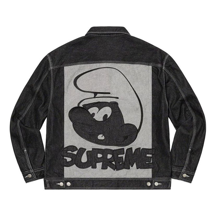 Яке бомбър Supreme Smurfs Embroidered Denim Jacket Черно | SUP-FW20-008