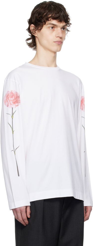 Тениска Simone Rocha Simone Rocha Carnation Print Long Sleeve T-Shirt Бяло | 5194P32P32A-M 0569, 1