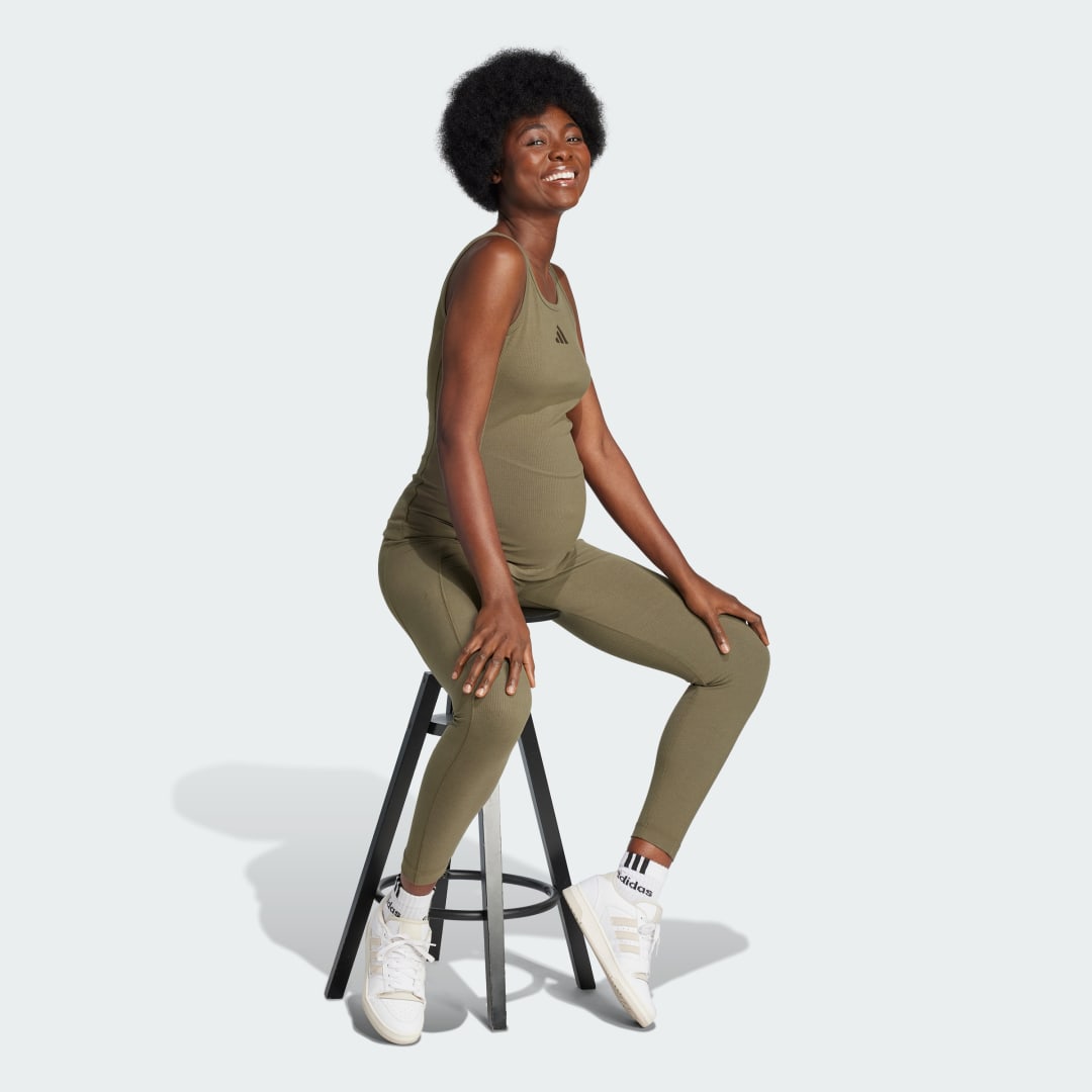 Клинове adidas Performance Ribbed High-Waist 7/8 Maternity Leggings Зелено | JJ4630, 1