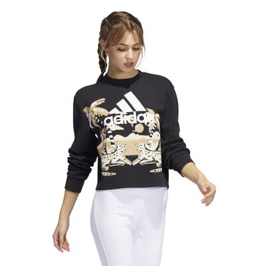 Суитчър adidas Performance Graphic Print Cropped Sweatshirt Черно | H57415, 4