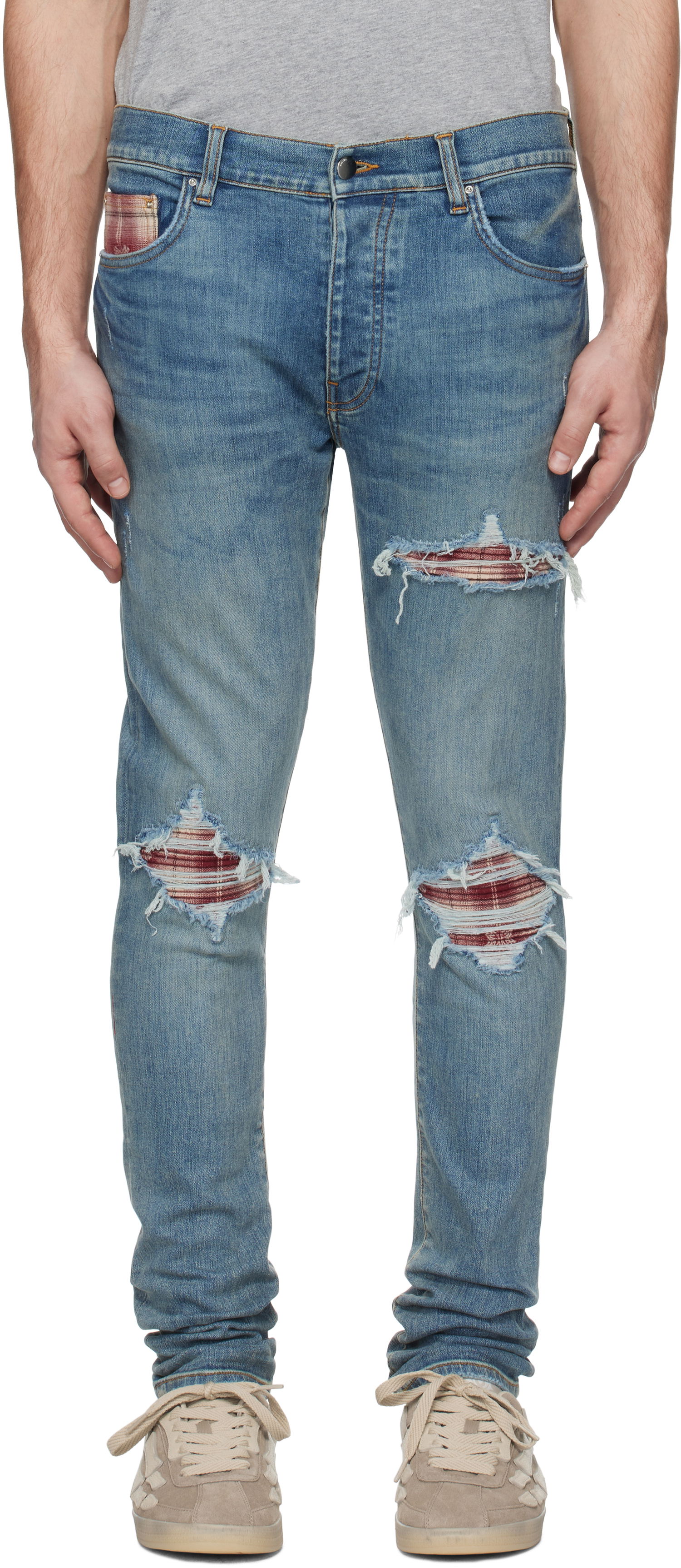 Дънки AMIRI Quad Plaid MX1 Jeans Синьо | AMDNSY1104, 0