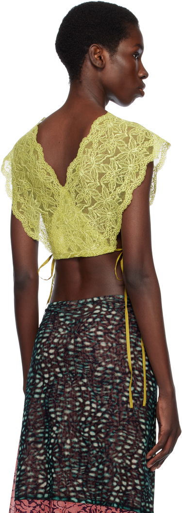 Съкратен топ Dries Van Noten Dries Van Noten Lace Crop Top Жълто | 251-010755-1478, 2