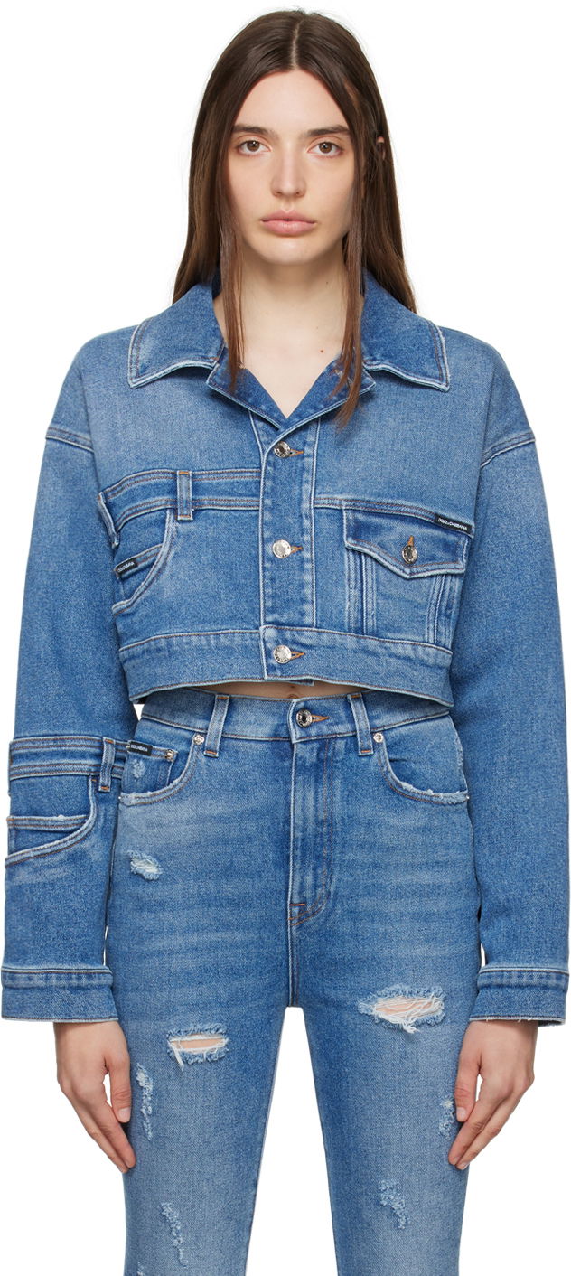 Яке Dolce & Gabbana Blue Patchwork Denim Jacket Синьо | F9P86D G8HP1