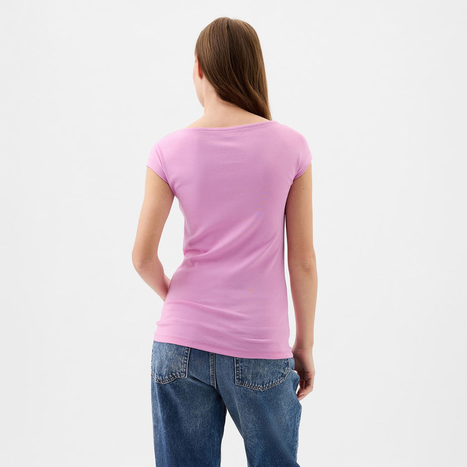 Тениска GAP Top Shortsleeve Bateau Neck Modal Top Sugar Pink Розово | 540672-06, 1