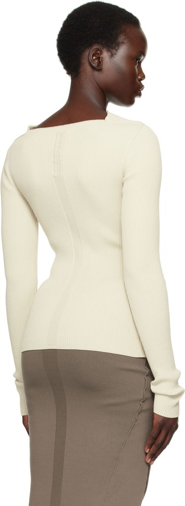 Пуловер Rick Owens Rick Owens Hollywood Babel Draped Ribbed Knit Sweater Бежово | RP01E7639 RIBVI, 2
