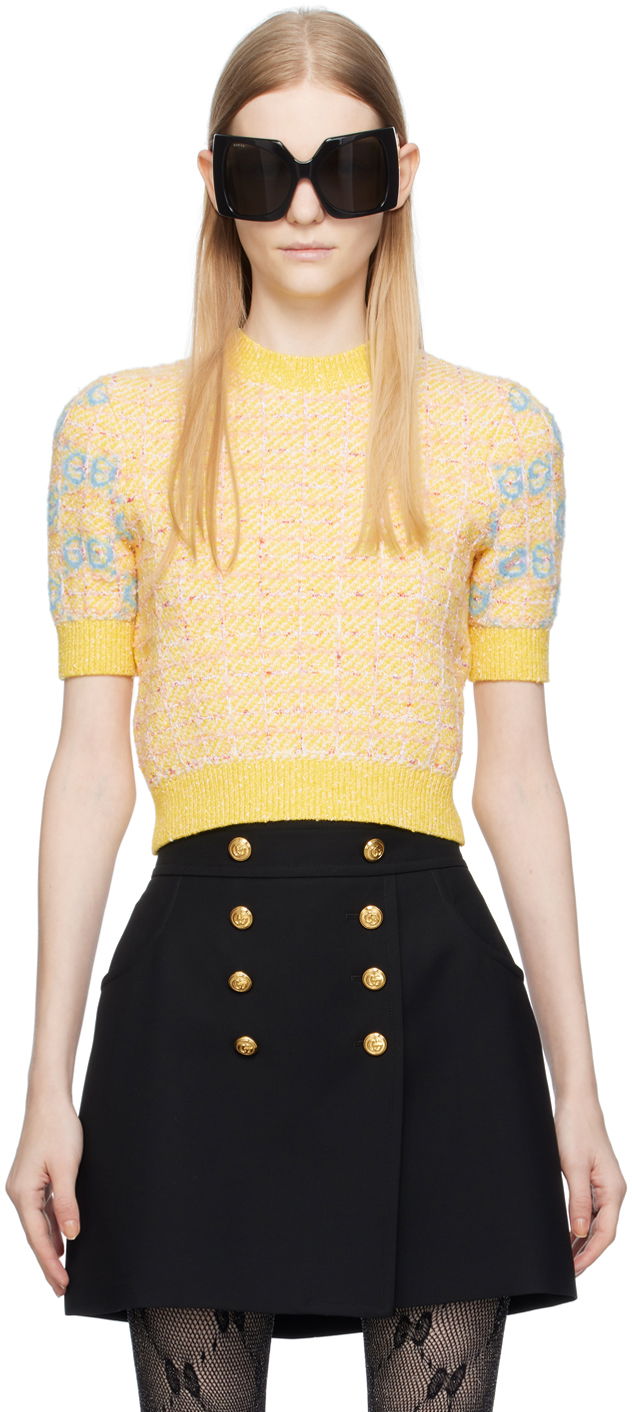 Пуловер Gucci Yellow GG Intarsia Жълто | 749026 XKDCZ, 0