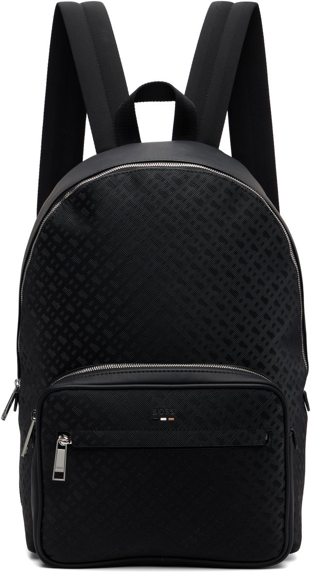 Black Check Faux-Leather Backpack