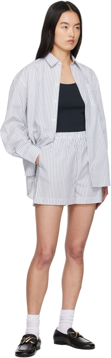 Риза Sporty & Rich Sporty & Rich Oversized Pinstriped Shirt Бяло | SI006606302ST71, 3