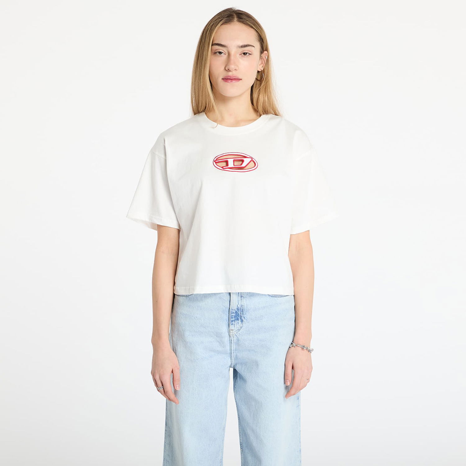 Съкратен топ Diesel Diesel T-Buxt-Crop-Od Cropped T-Shirt Бяло | A15096_0NIAX 141A White, 0