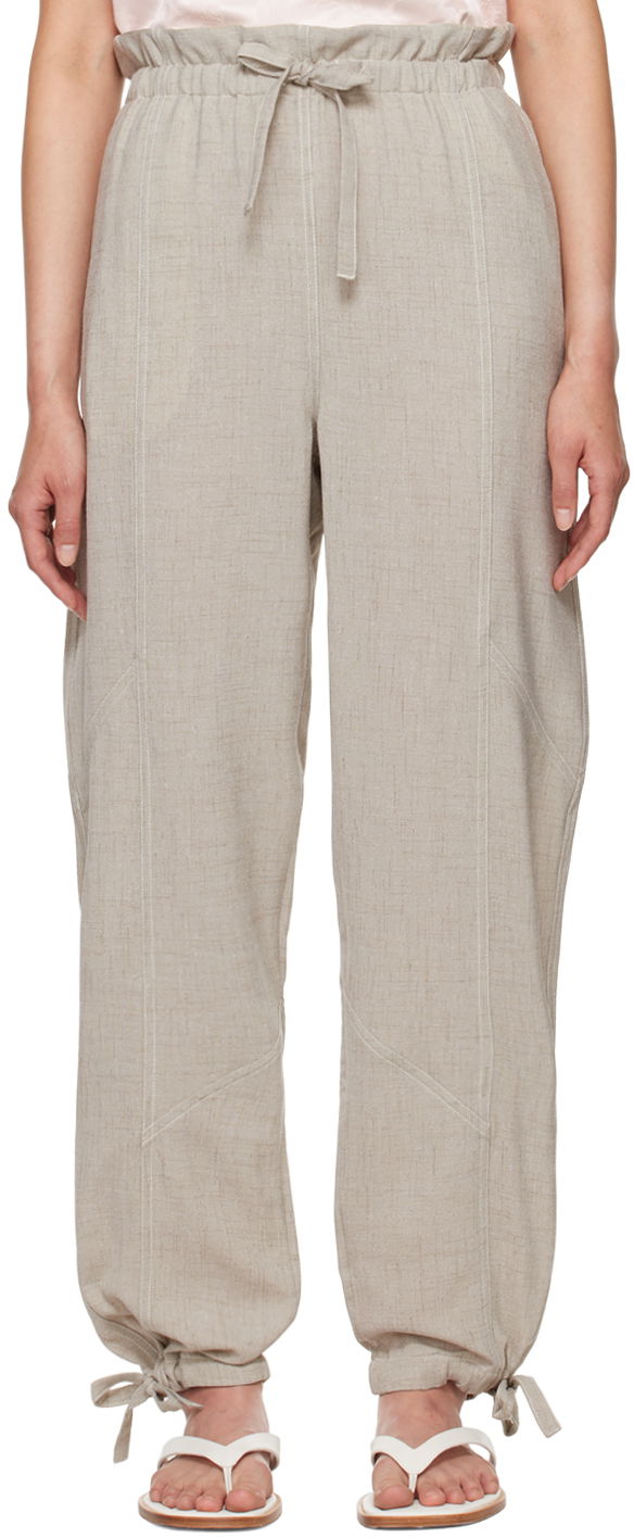 Панталони GANNI Beige Elasticated Waist Trousers Сиво | F9217, 0