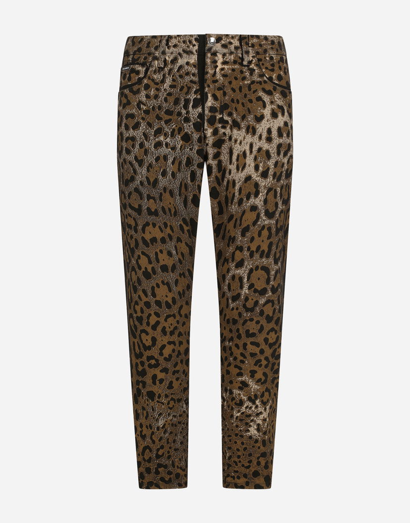 Дънки Dolce & Gabbana Dolce & Gabbana Leopard Print Denim Pants Кафяво | GYJDADG8EI1S9001