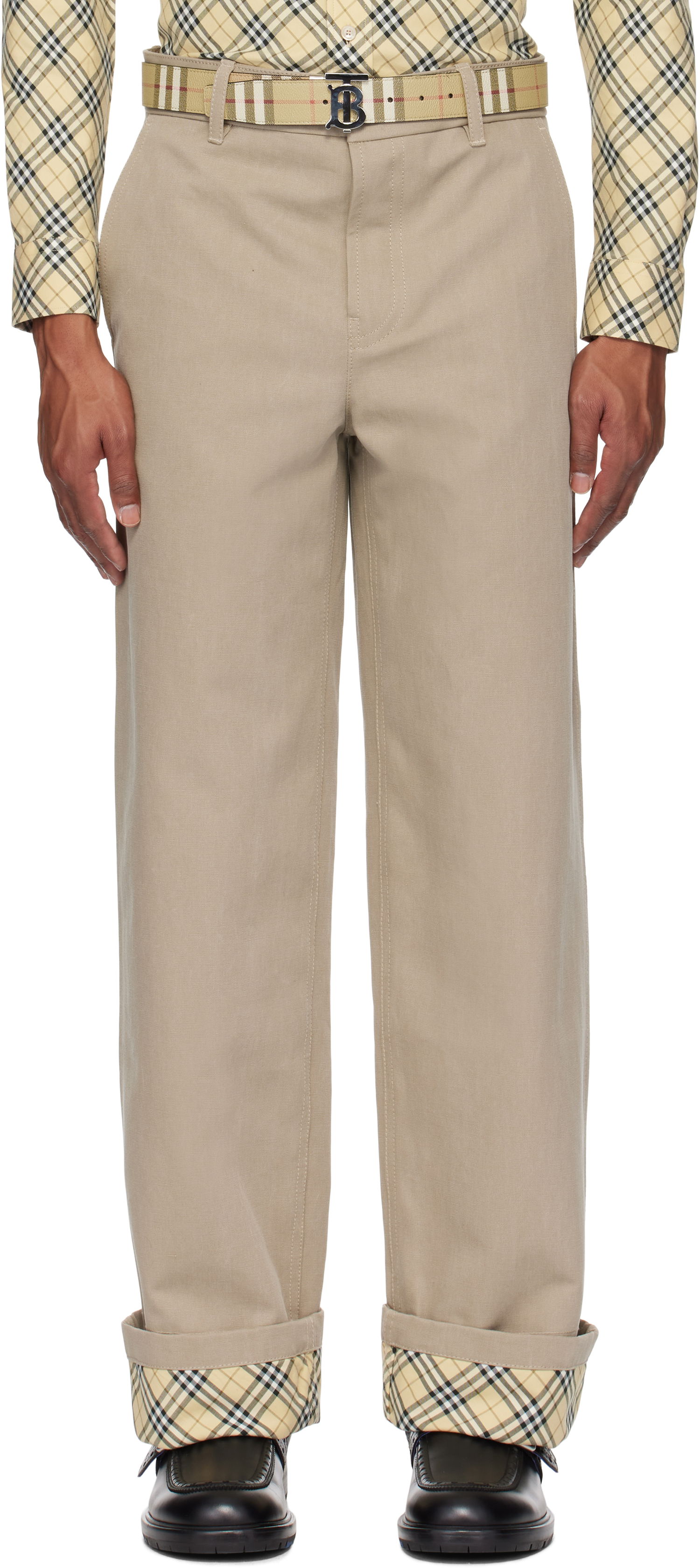 Панталони Burberry Cotton Carpenter Trousers Бежово | 8097556, 0