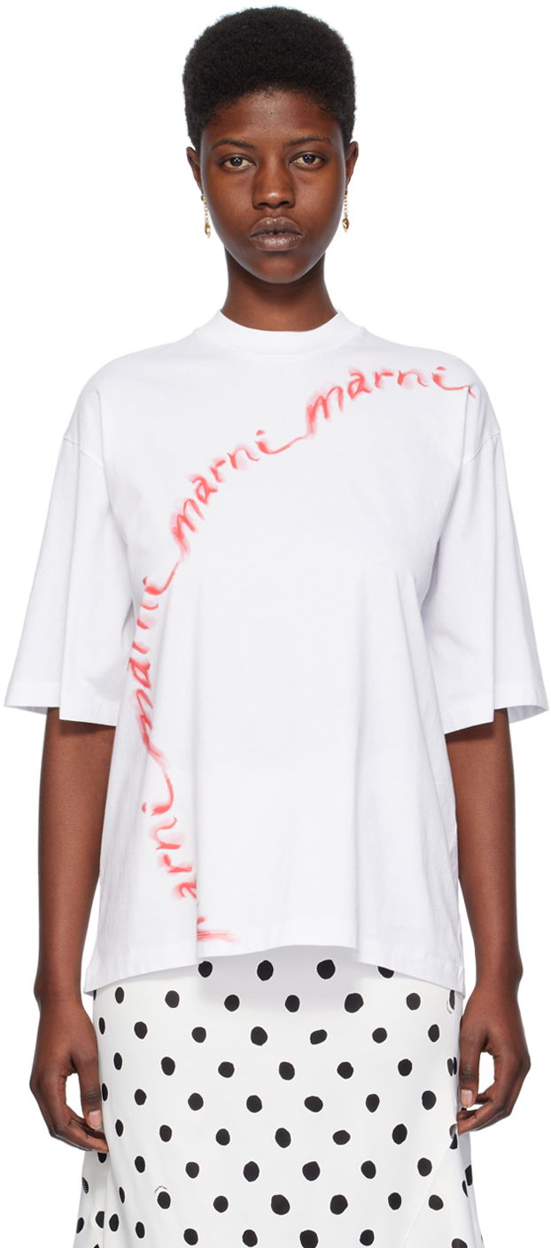 Тениска Marni Printed T-Shirt Бяло | THJE0263P7 USCW29