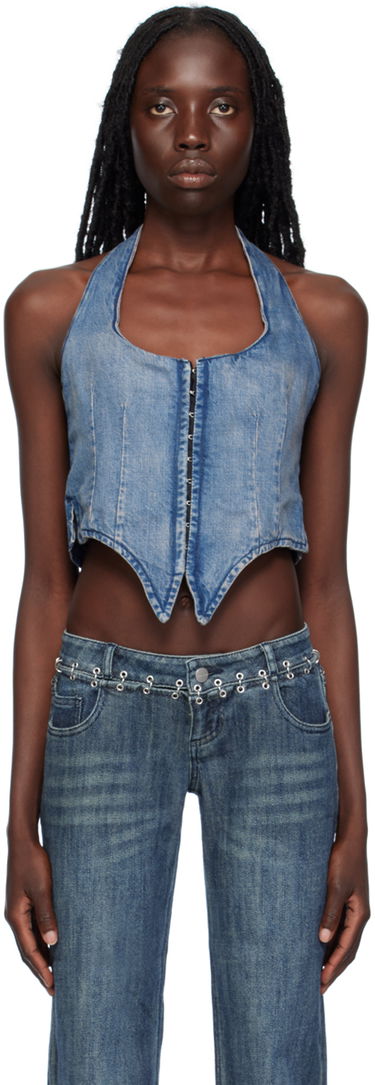 Потник Miaou Miaou Dani Denim Halter Corset Top Синьо | 7077SD4ECH, 0