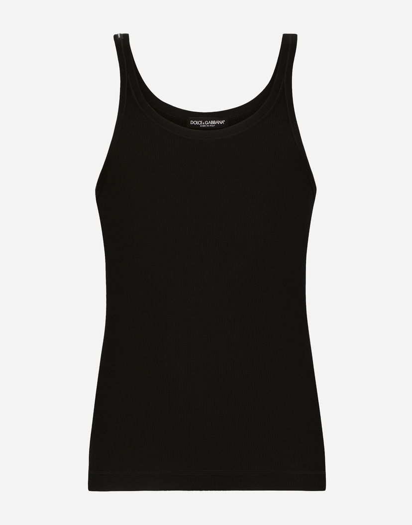 Потник Dolce & Gabbana Fine-rib Washed Cotton Singlet Черно | G8PA8TFU7AVN0000