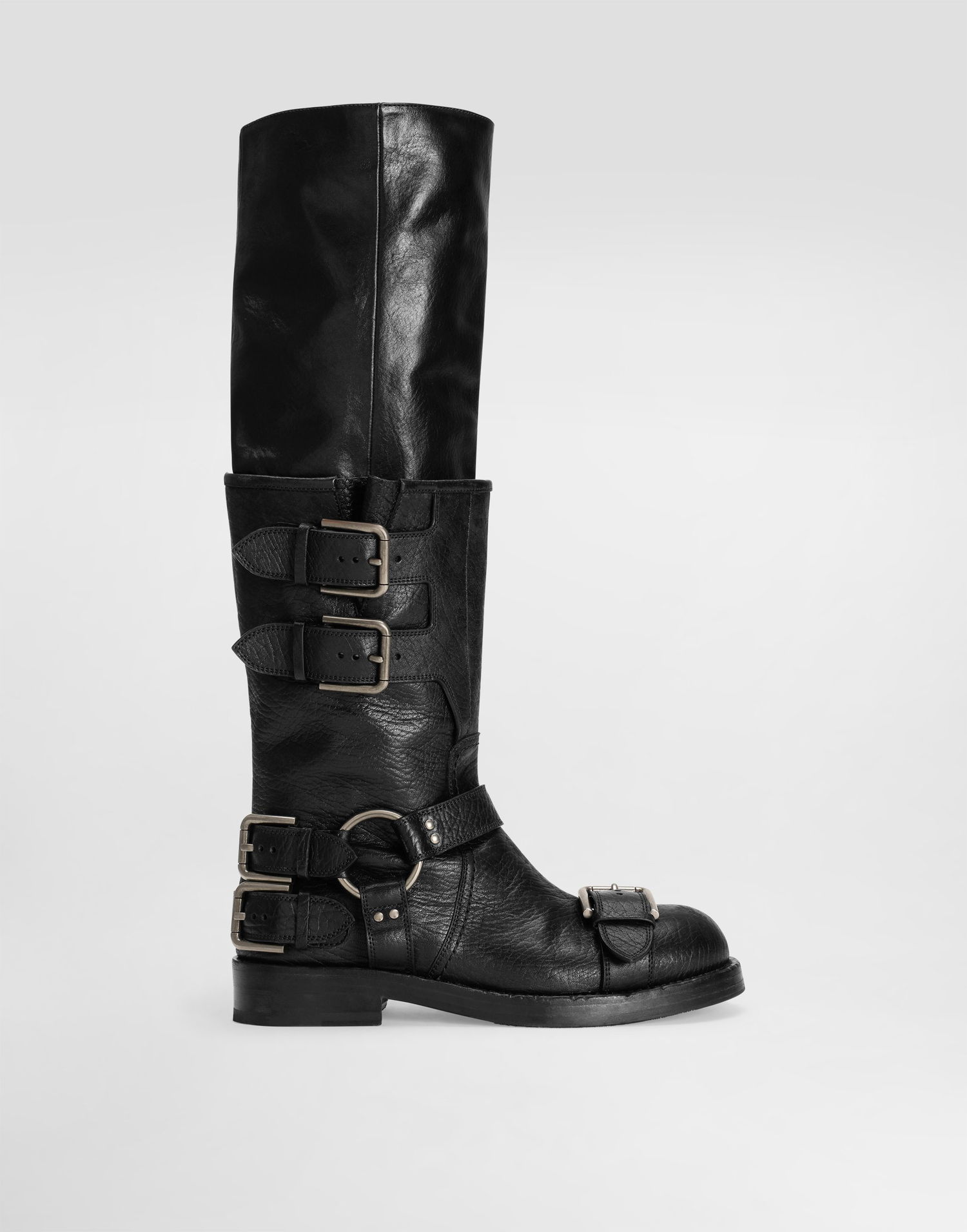 Аксесоари Dolce & Gabbana Dolce & Gabbana Horse Leather Buckle Knee-High Boots Черно | CU1243AW6028B956, 0