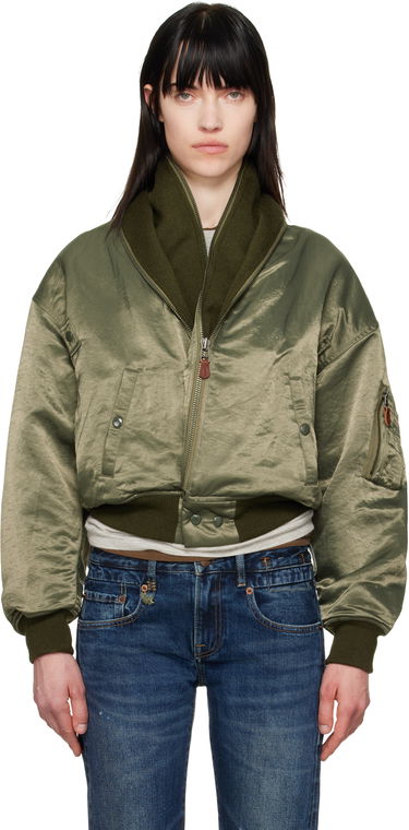 Яке бомбър R13 R13 Zip Collar Flight Bomber Jacket Зелено | R13WR346-R447B, 0