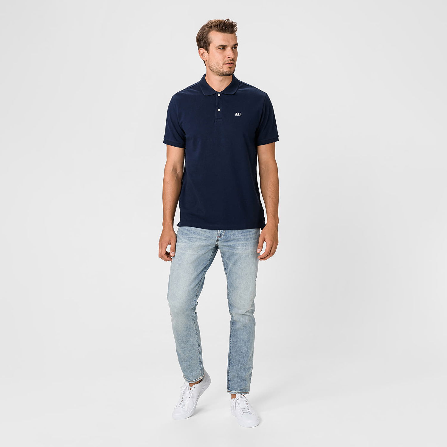 Поло тениска GAP Logo Polo 2Pack White Navy Combo Тъмно синьо | 624196-00, 1
