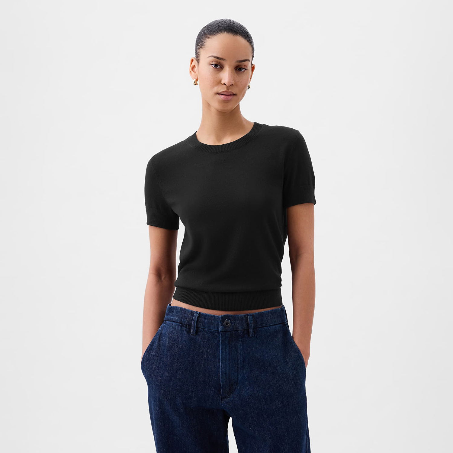 Тениска GAP Shortsleeve Cashsoft Baby Tee Black Черно | 854755-04, 0