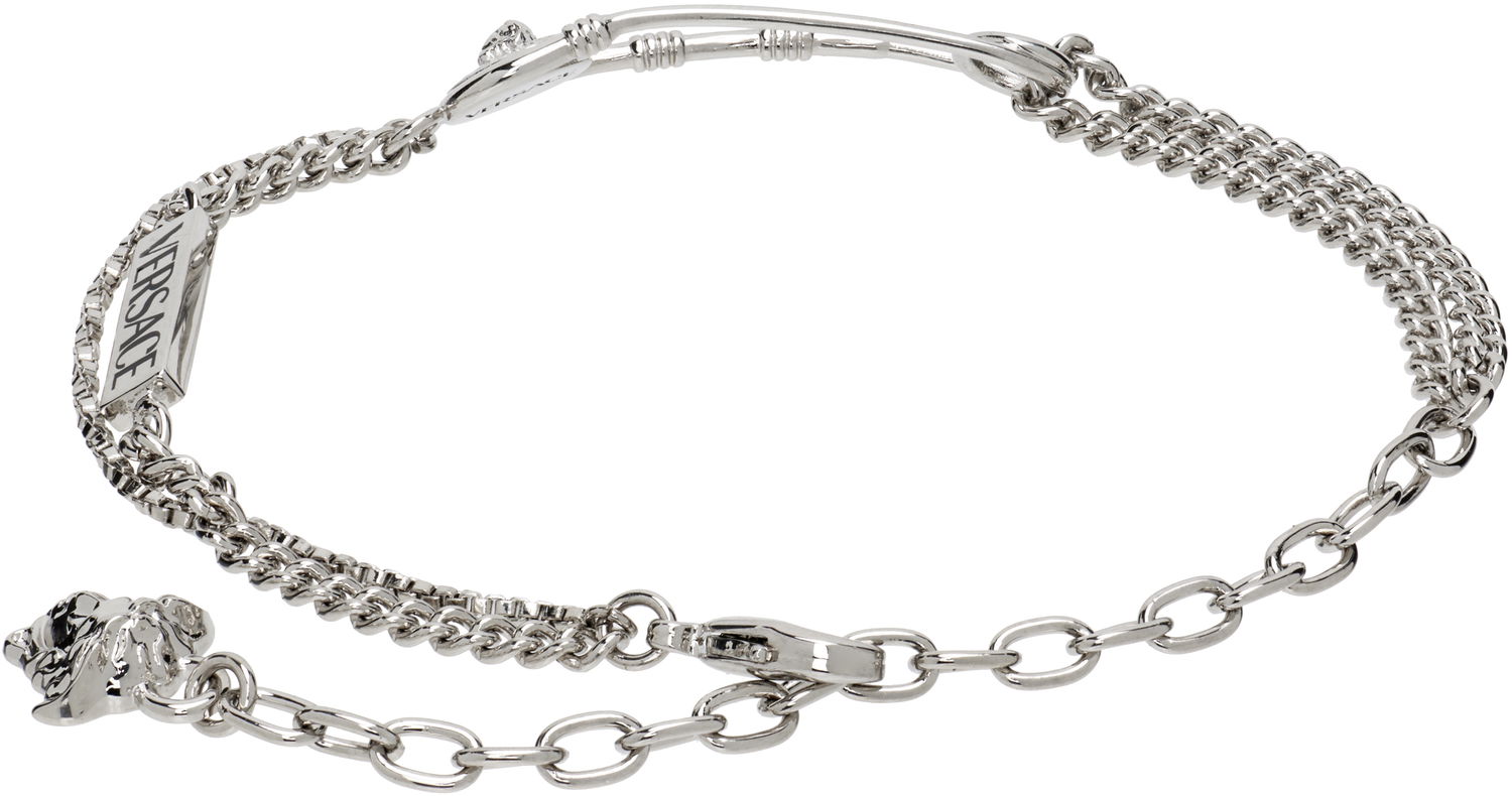 Гривна Versace Versace Silver-Tone Safety Pin Chain Bracelet Металик | 1020673_1A00620, 1