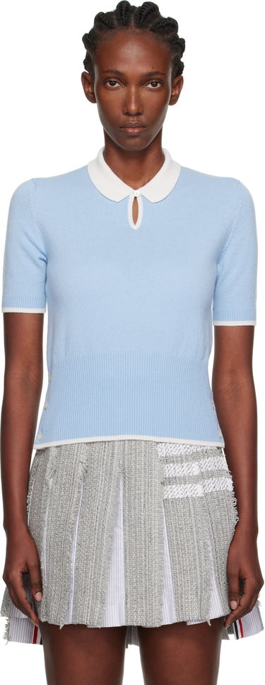 Поло тениска Thom Browne Thom Browne Stitch Cashmere Polo Синьо | FKP122A-Y2001, 0