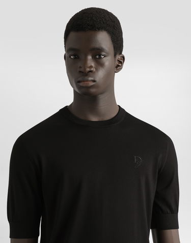 Пуловер Dolce & Gabbana Dolce & Gabbana Silk Round-Neck Sweater with DG Embroidery Черно | GXX03ZJBSK3N0000, 3