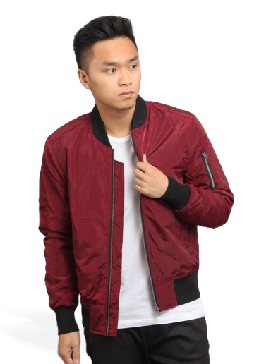 Яке бомбър Urban Classics 2-Tone Bomber Jacket Бургунди | tb1446-burgundy