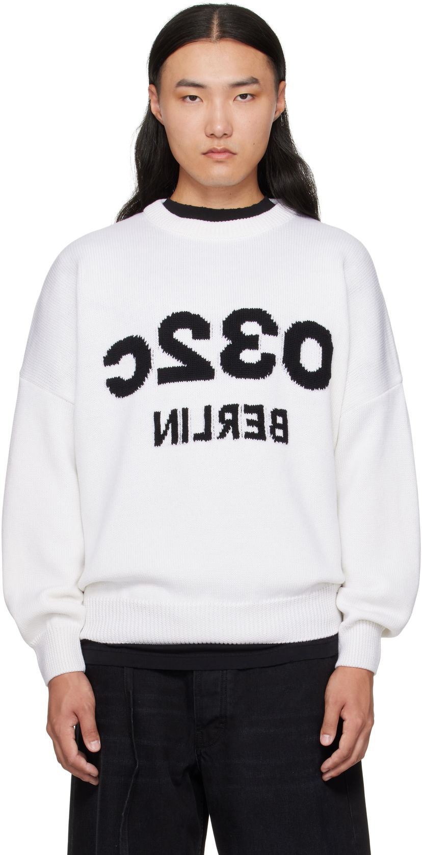 Пуловер 032C 032c Selfie Sweater Бяло | F25-URK-1511-100