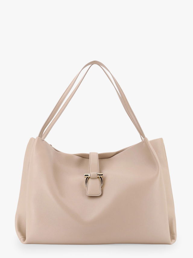 Beige Leather Shoulder Bag